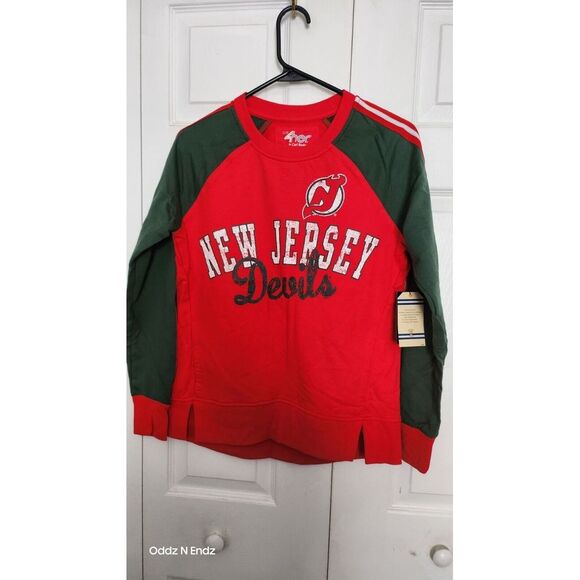Tops - Vintage NHL Hockey New Jersey Devils Womens Raglan Sweatshirt Size‎ S